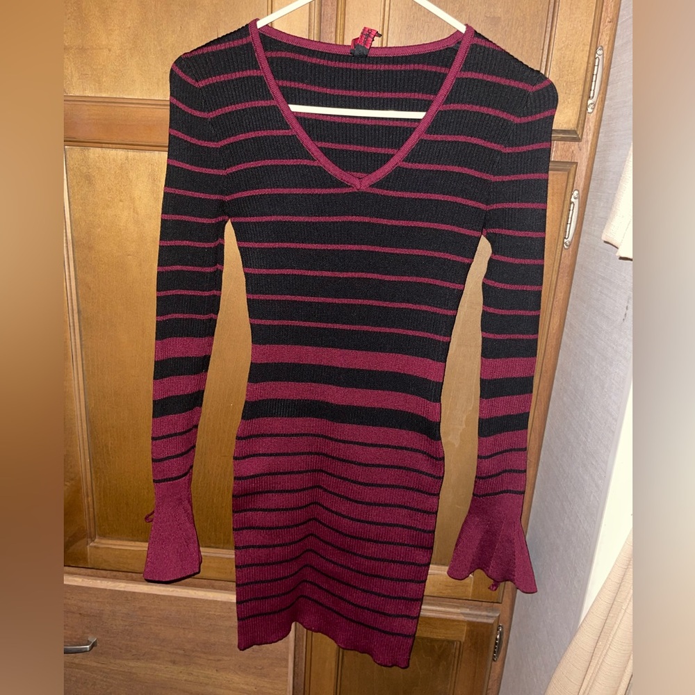 Burgundy and Black Knitted Dress size S